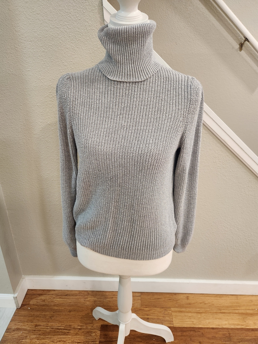 Ralph Lauren Light Gray Ribbed Turtleneck Sweater